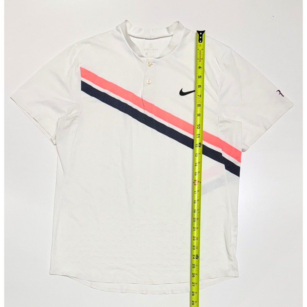 Nike Court Dri-FIT Roger Federer 2018 Polo Shirt Men Large Stripe Blade Collar